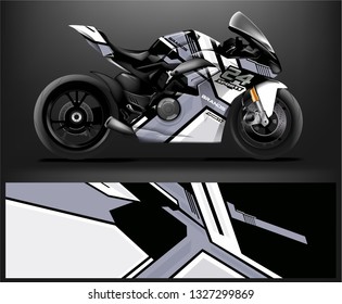 Motorcycle wrap design. ready print concept for vinyl wrap and motorcycle decal - Vector