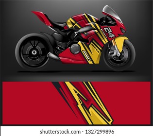 Motorcycle wrap design. ready print concept for vinyl wrap and motorcycle decal - Vector