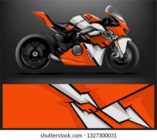 Motorcycle wrap design. ready print concept for vinyl wrap and motorcycle decal - Vector
