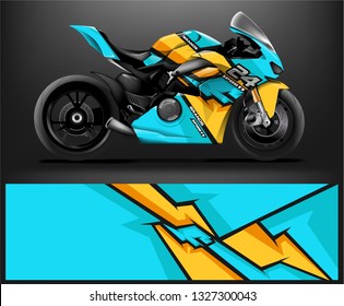 Motorcycle wrap design. ready print concept for vinyl wrap and motorcycle decal - Vector