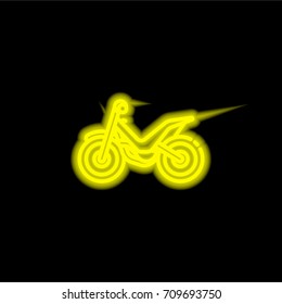 Motorcycle yellow glowing neon ui ux icon. Glowing sign logo vector