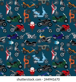 Motorcycles background, pattern. Vector illustration