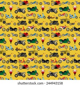 Motorcycles background, pattern. Vector illustration