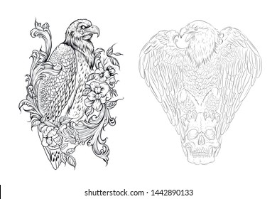 motorcycles custom tattoo design drawing print moto lion eagle bisone skull emblem