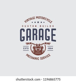 Motorcycles garage t-shirt design. Line art style motorcycle icon symbol. Vector vintage illustration.