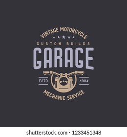 Motorcycles garage t-shirt design. Line art style motorcycle icon symbol. Vector vintage illustration.