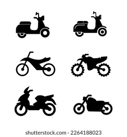 Motorcycles icon set. Scooter illustration on white background..eps