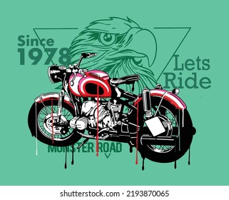 MOTORCYCLES IMAGE VECTOR ILLUSTRATION FOR YOUR T SHIRT