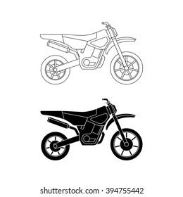 Motorcycles line icons. Vector thin illustration of enduro cross bike.