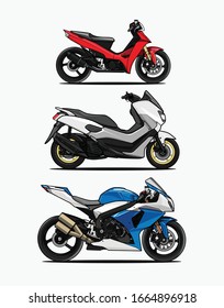 Motorcycles modern cartoon vector illustration. Isolated on white background