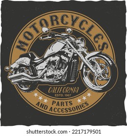 Pieza de motocicleta y accesorios, icono vector para motores de velocidad deporte. Motocicleta de carreras y velocidad moto retro grunge estampado de camisetas, motocross de ciclismo o emblema personalizado de deportes de motor