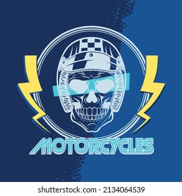 motorcycles patch with skull poster