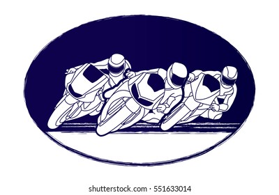 Motorcycles racing designed on grunge circle background  graphic vector