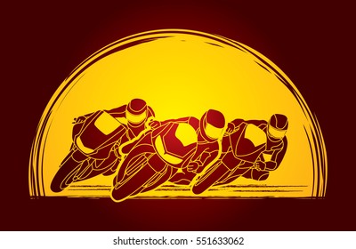 Motorcycles racing designed on moonlight background  graphic vector