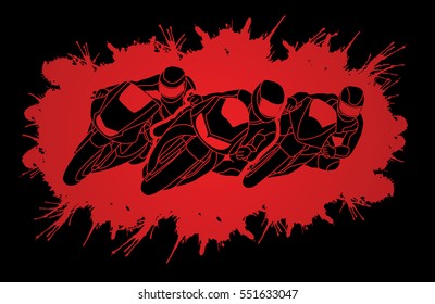 Motorcycles racing designed on splatter blood background  graphic vector