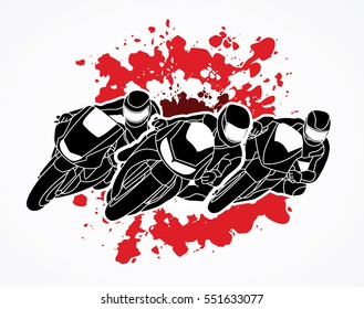 Motorcycles racing designed on splatter blood background  graphic vector