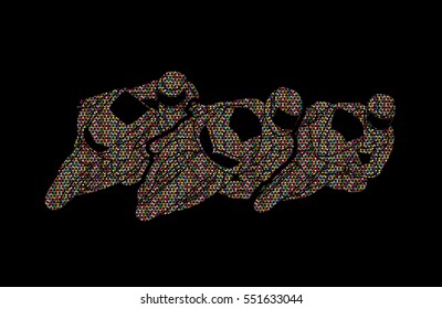 Motorcycles racing designed using colorful mosaic pattern graphic vector