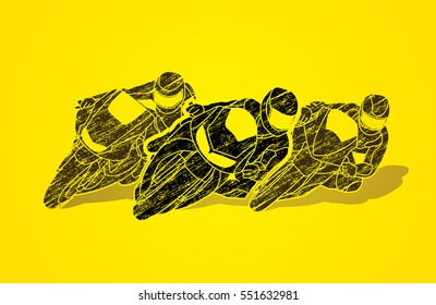 Motorcycles racing designed using grunge brush graphic vector