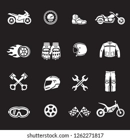 Motorcycles racing icons. Motosport symbols