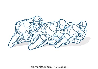 Motorcycles racing outline graphic vector