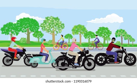 Motorcycles, scooters in the group