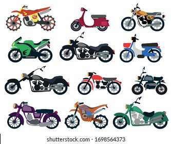 Motorcycles set. Motorbike vector. Motorsport art