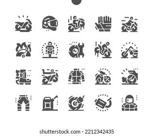 Motorcycles. Sport bike. Transportation, drive, motorbike, motion, extreme and speed. Motorcyclist. Vector Solid Icons. Simple Pictogram