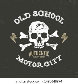 Motorcycles Theme. Textured Design for T Shirt. Badge, Logo, Poster. Vector Illustration
