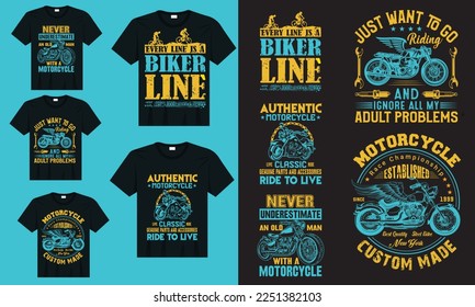 Motorcycles t-shirt design bundle, Biker typography t-shirt design vector, Motorcycle rider biker graphics typography