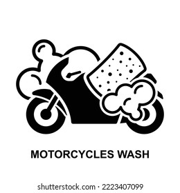 icono de lavado de motocicletas aislado en la ilustración vectorial de fondo blanco.