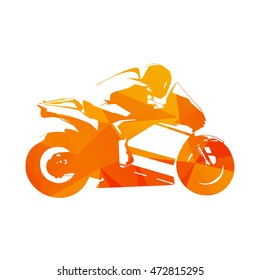 Motorcycling. Motorcycle road racing, abstract orange vector illustration. Motorbike