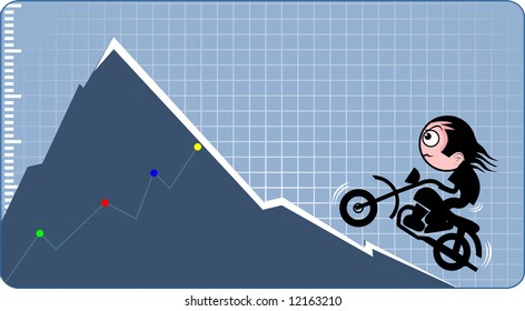 motorcyclist climbing through a graph	