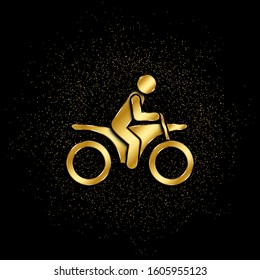 Motorcyclist gold, icon. Vector illustration of golden particle