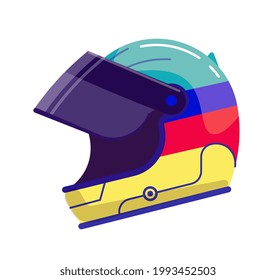 Motorcyclist helmet for head protection on white background