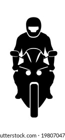 Icono de motociclista. Silhouette de ciclismo moderno de vanguardia