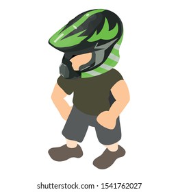 Motorcyclist icon. Isometric illustration of motorcyclist vector icon for web