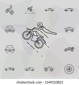 Motorcyclist in a jump icon. Bigfoot car icons universal set for web and mobile