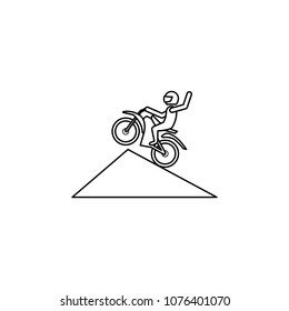 motorcyclist in a jump illustration. Element of extreme races for mobile concept and web apps. Thin line motorcyclist in a jump illustration can be used for web and mobile on white background