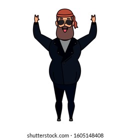 motorcyclist man with beard avatar character vector illustration design