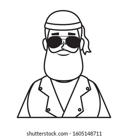 motorcyclist man with beard avatar character vector illustration design