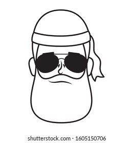 motorcyclist man with beard and sunglasses head vector illustration design