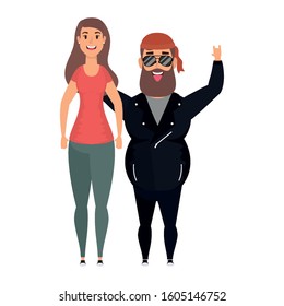 motorcyclist man with woman characters vector illustration design