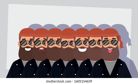 motorcyclist men with beard avatars characters vector illustration design