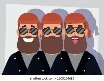 motorcyclist men with beard avatars characters vector illustration design