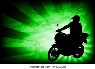 motorcyclist on the abstract background 