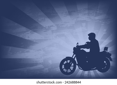 motociclista sobre el fondo abstracto - vector