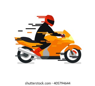 Motorcyclist on a bike vector illustration.