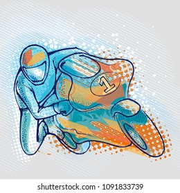 Motorcyclist on graphics background