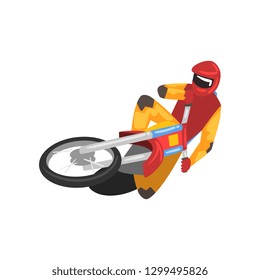 Motorcyclist on Motorbike, Motocross Racing Vector Illustration