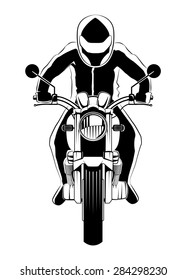 Motorcyclist on white background